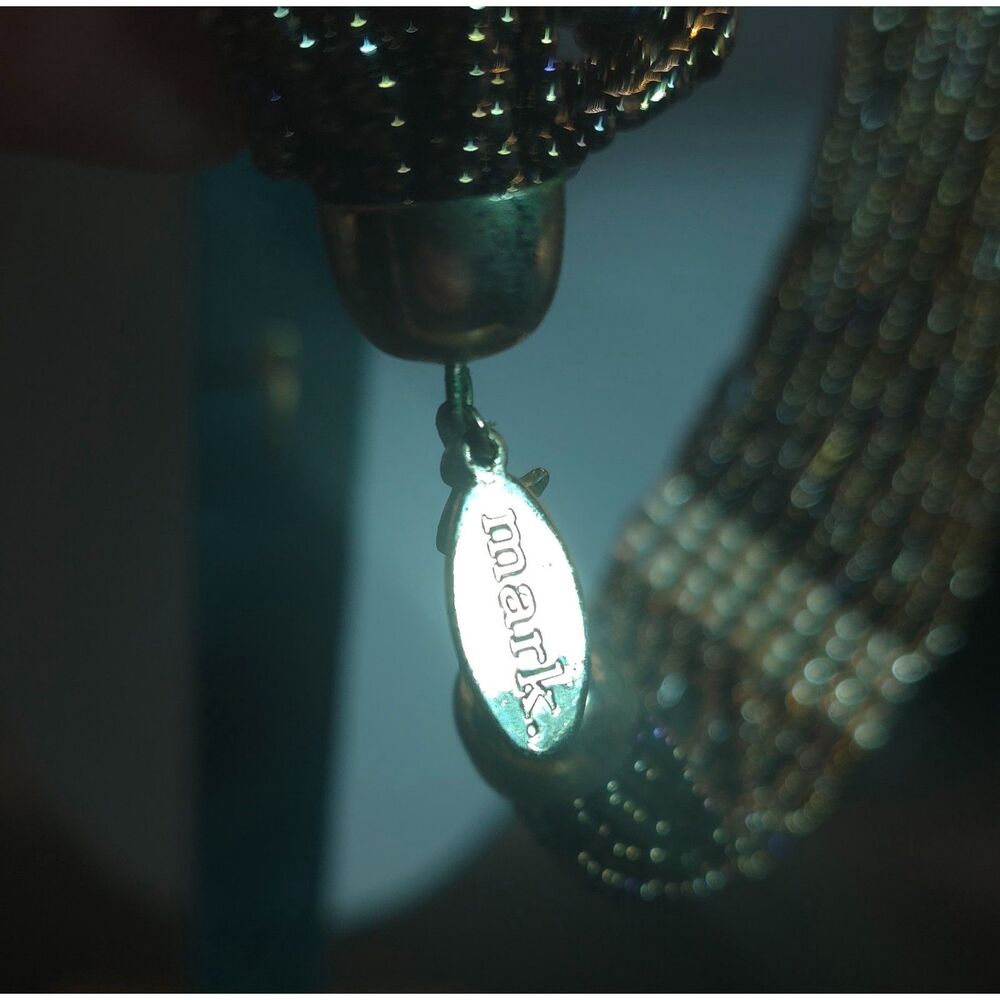 Y2K "mark." by Avon Iridescent Seed Bead Waterfall Fringe Statement Necklace - Picture 3 of 3